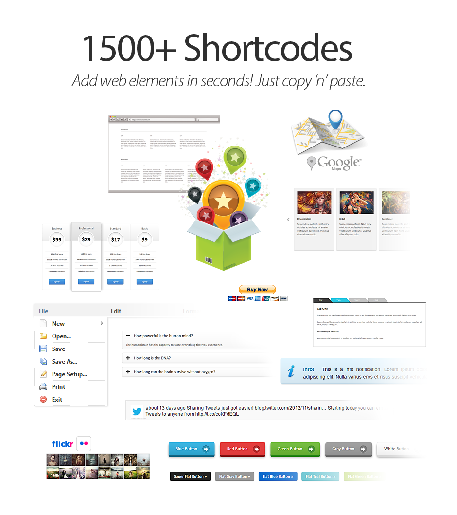 1500 HTML / CSS Shortcodes